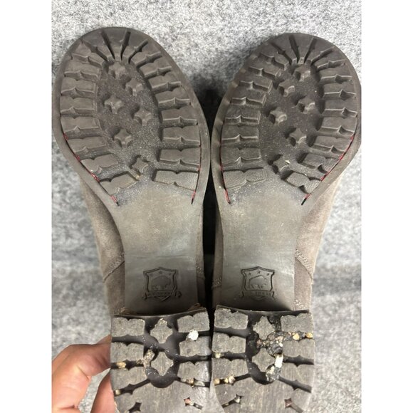 HS Trask Boots Womens Size 7.5 Gray Suede Stacked Heel Side Zip Buckle Ankle - Picture 6 of 8